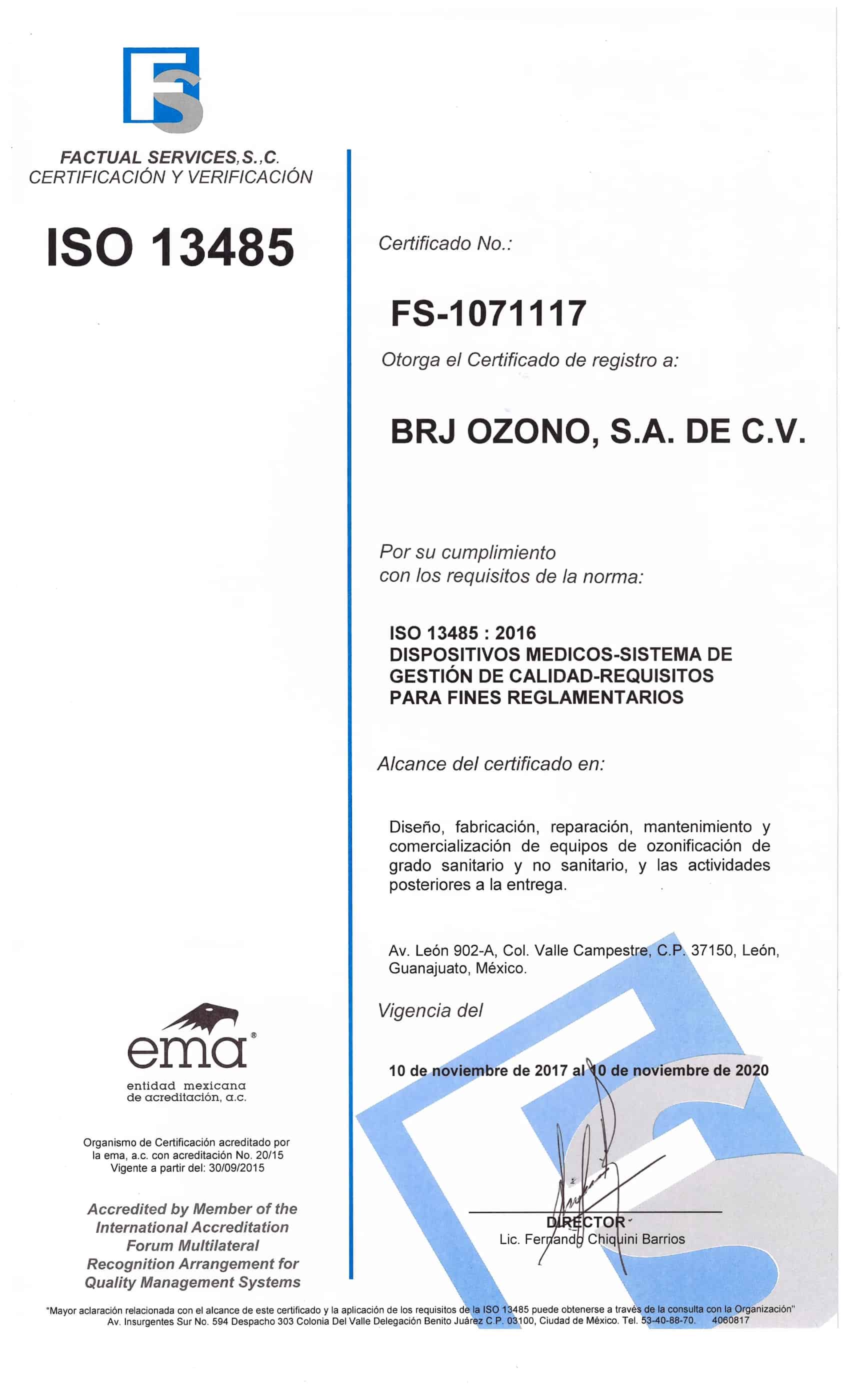 Certificado iso 13485 ozono carbars español Certificado Iso 13485 Para Equipos De Ozonoterapia Veterinaria